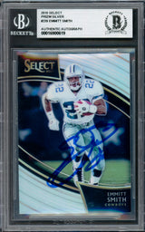 Emmitt Smith Autographed 2018 Select Prizm Silver Card #239 Dallas Cowboys Beckett BAS Stock #233585