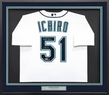 Seattle Mariners Ichiro Suzuki Autographed Framed White Nike Jersey IS Holo & "HOF 25" Beckett BAS Witness Stock #249472