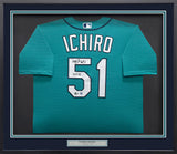 Seattle Mariners Ichiro Suzuki Autographed Framed Teal Nike Jersey IS Holo & "HOF 25" Beckett BAS Witness Stock #249473