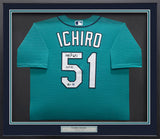 Seattle Mariners Ichiro Suzuki Autographed Framed Teal Nike Jersey IS Holo & "HOF 25" Beckett BAS Witness Stock #249473