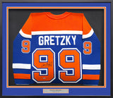 Edmonton Oilers Wayne Gretzky Autographed Framed Blue Authentic Mitchell & Ness 1986 Vintage Throwback Jersey UDA Holo Stock #249485