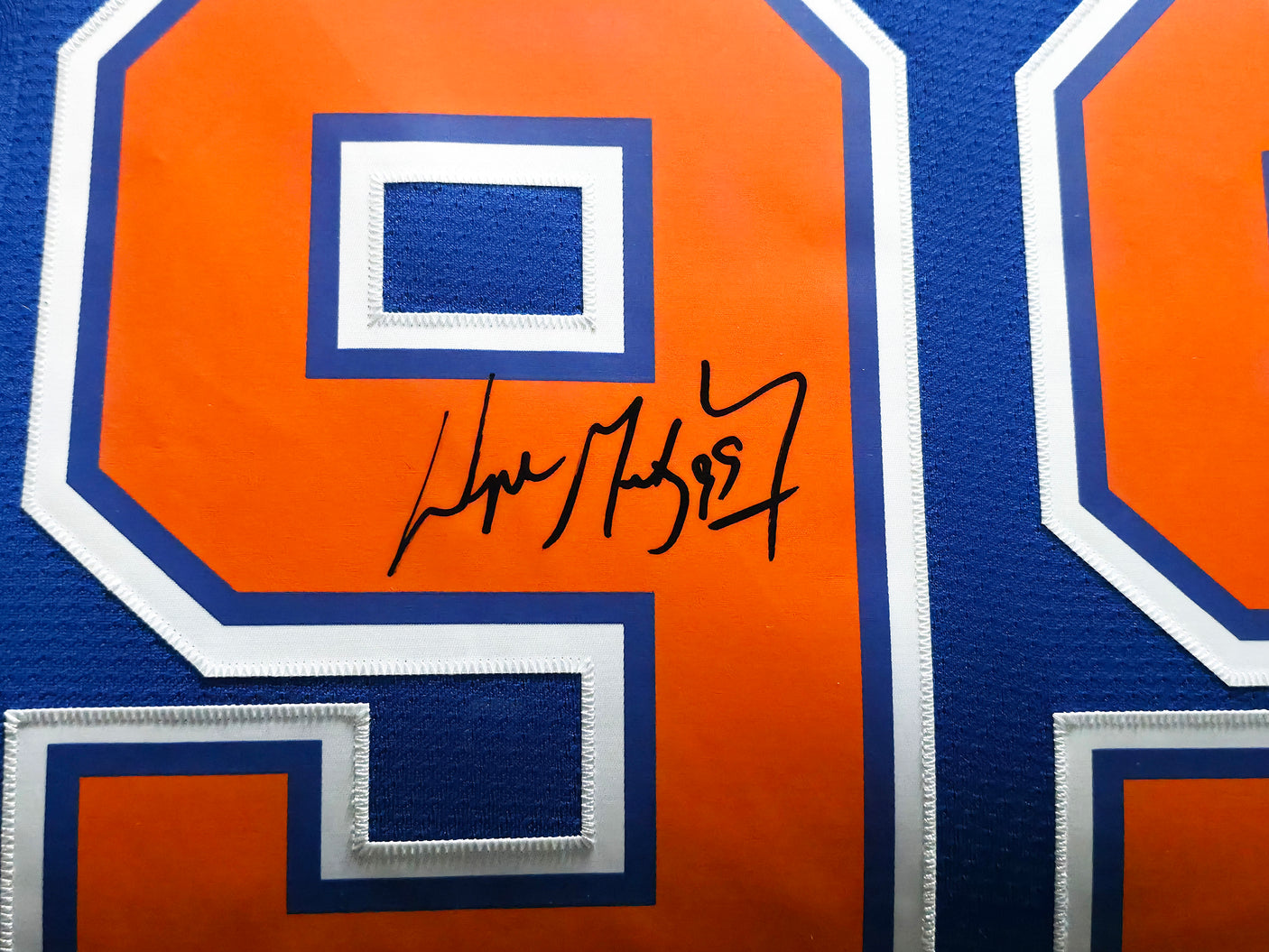 Edmonton Oilers Wayne Gretzky Autographed Framed Blue Authentic Mitchell & Ness 1986 Vintage Throwback Jersey UDA Holo Stock #249485