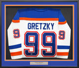 Edmonton Oilers Wayne Gretzky Autographed Framed White Authentic Mitchell & Ness 1986 Vintage Throwback Jersey UDA Holo Stock #249484
