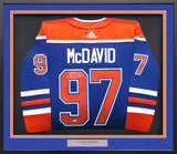 Edmonton Oilers Connor McDavid Autographed Framed Blue Authentic Adidas Jersey UDA Holo Stock #249482