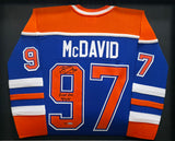 Edmonton Oilers Connor McDavid Autographed Framed 2015 Alternate Blue Authentic Mitchell & Ness Jersey "1st Goal 10/13/15" #/97 UDA Holo Stock #249483