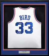 Team USA Basketball Larry Bird Autographed Framed White All Star Jersey Beckett BAS Witness Stock #249471