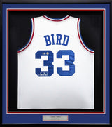 Team USA Basketball Larry Bird Autographed Framed White All Star Jersey Beckett BAS Witness Stock #249471
