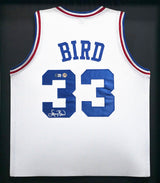 Team USA Basketball Larry Bird Autographed Framed White All Star Jersey Beckett BAS Witness Stock #249471