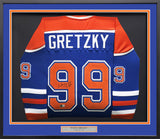 Edmonton Oilers Wayne Gretzky Autographed Framed Blue & Orange Jersey Beckett BAS #AE31366