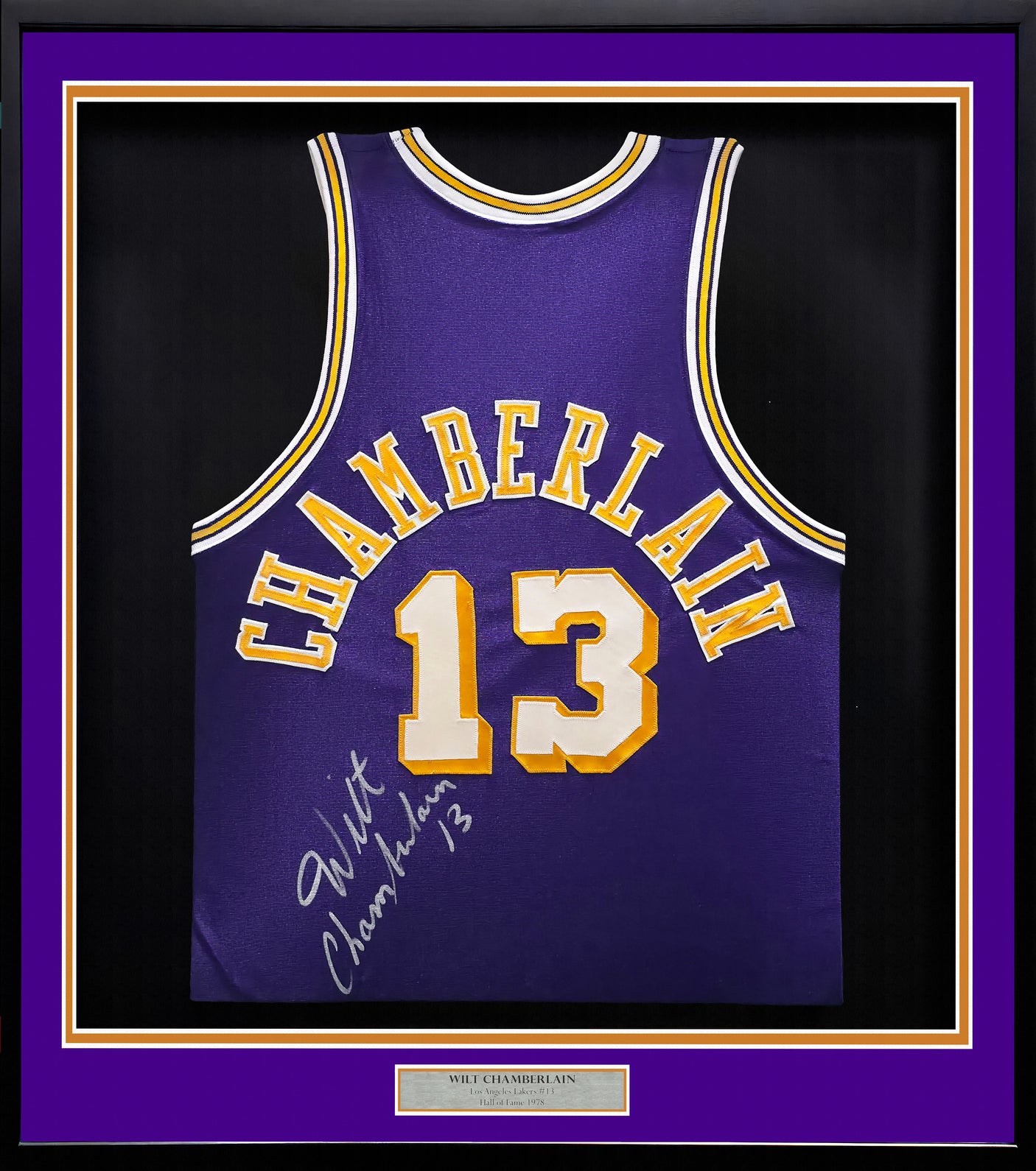 Los Angeles Lakers Wilt Chamberlain Autographed Framed Purple Jersey PSA/DNA & Beckett BAS #AE20862