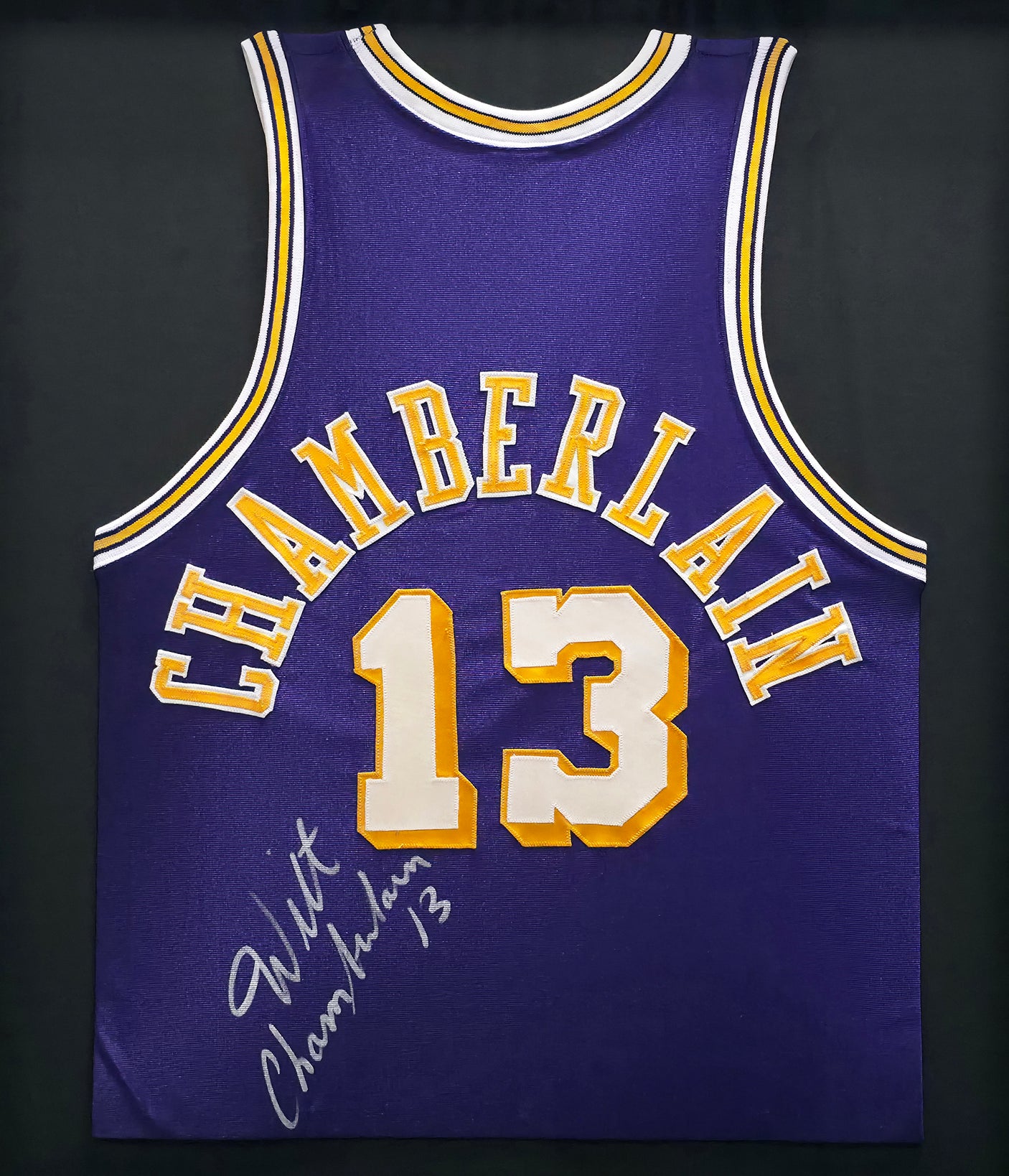 Los Angeles Lakers Wilt Chamberlain Autographed Framed Purple Jersey PSA/DNA & Beckett BAS #AE20862