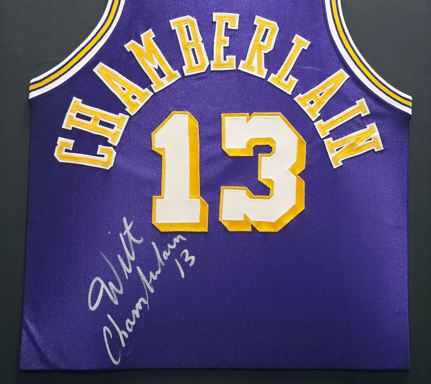 Los Angeles Lakers Wilt Chamberlain Autographed Framed Purple Jersey PSA/DNA & Beckett BAS #AE20862