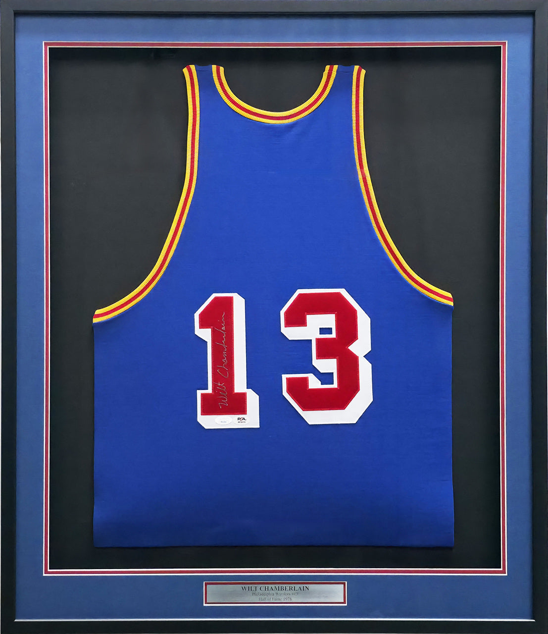 Philadelphia Warriors Wilt Chamberlain Autographed Framed Blue 1961-62 Mitchell & Ness Jersey JSA & PSA/DNA #AP30127