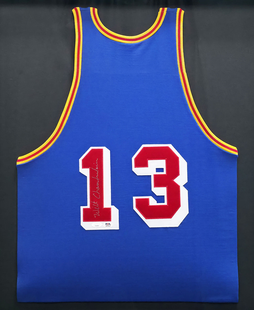 Philadelphia Warriors Wilt Chamberlain Autographed Framed Blue 1961-62 Mitchell & Ness Jersey JSA & PSA/DNA #AP30127
