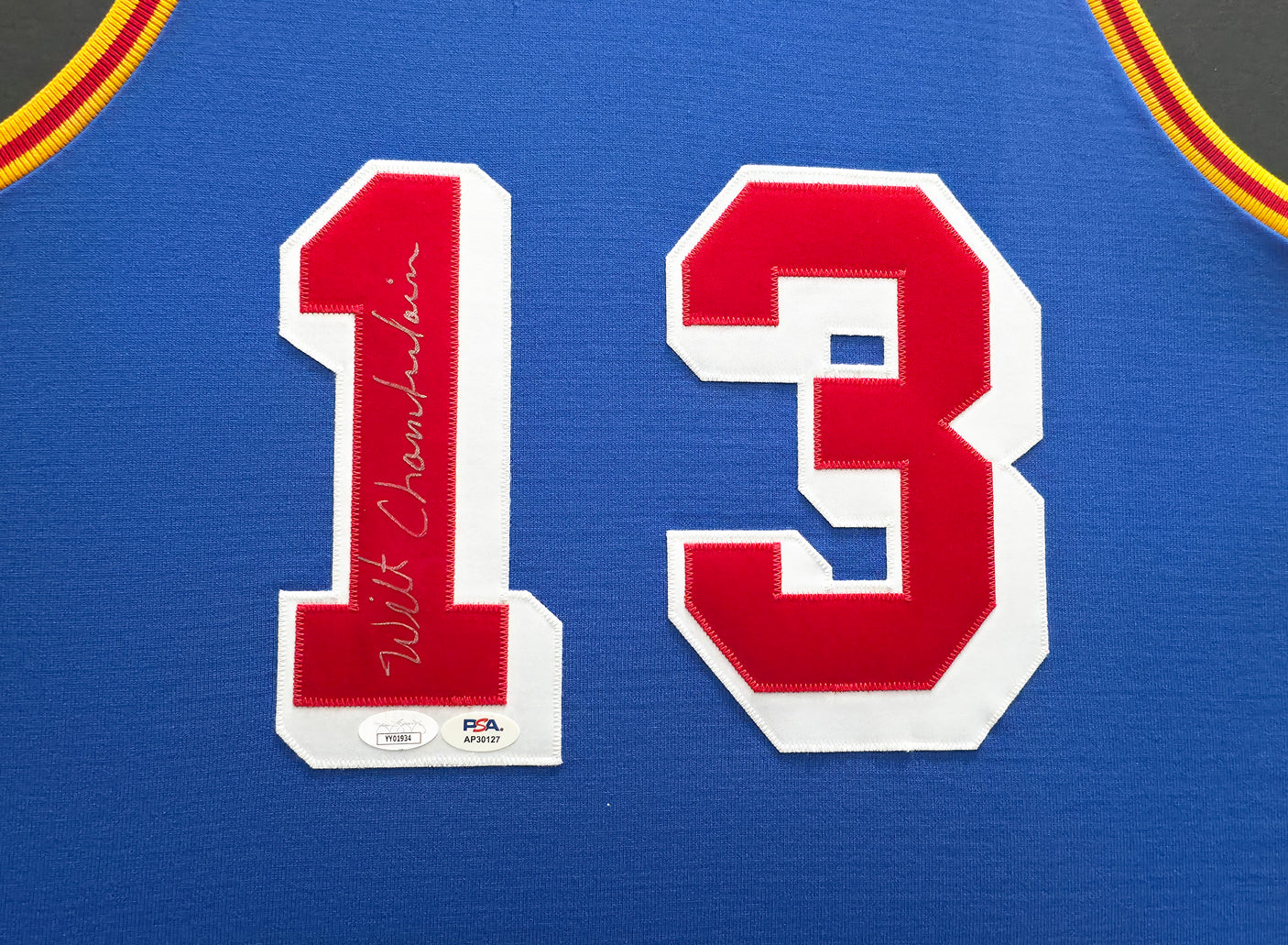 Philadelphia Warriors Wilt Chamberlain Autographed Framed Blue 1961-62 Mitchell & Ness Jersey JSA & PSA/DNA #AP30127
