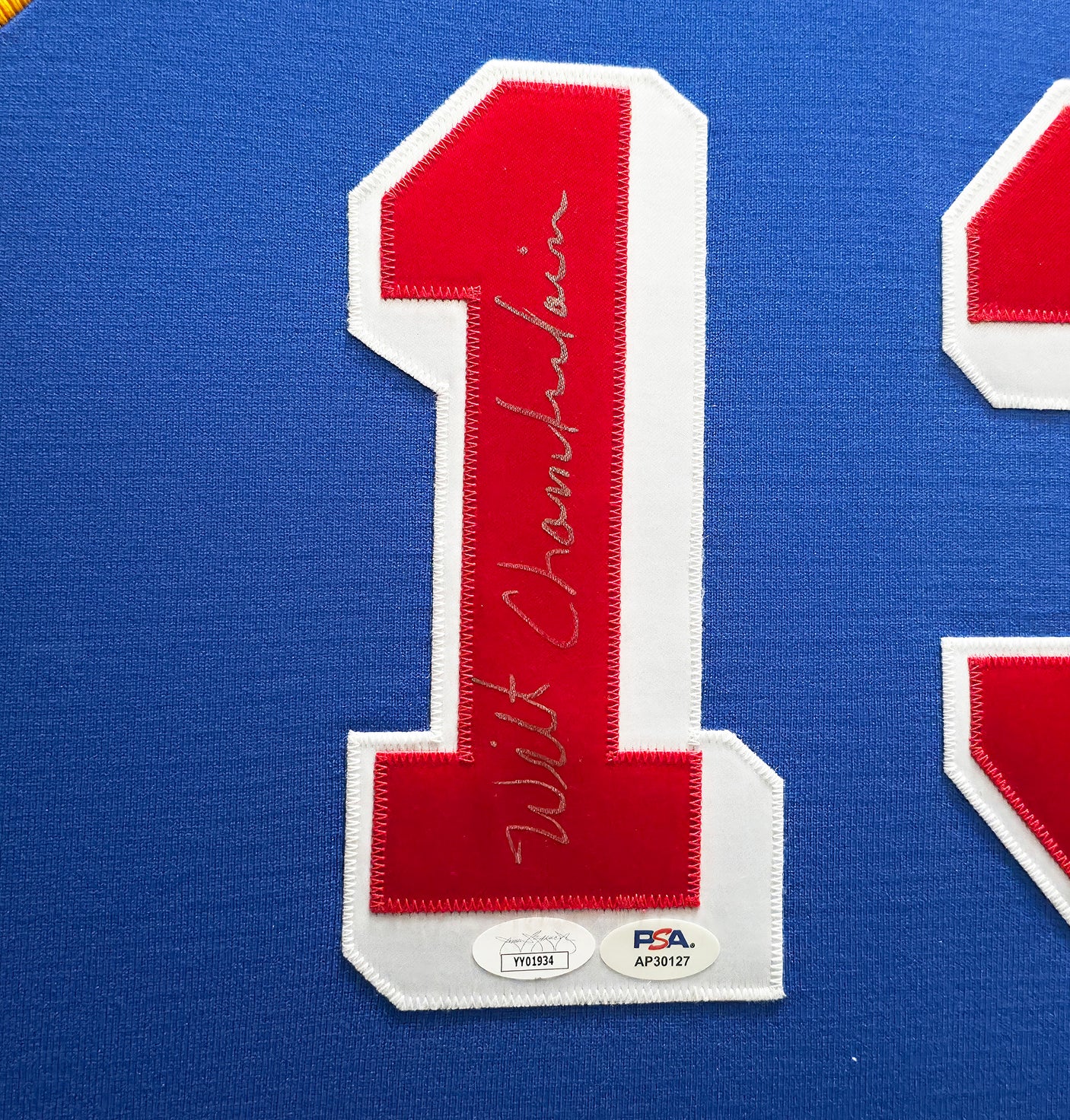 Philadelphia Warriors Wilt Chamberlain Autographed Framed Blue 1961-62 Mitchell & Ness Jersey JSA & PSA/DNA #AP30127