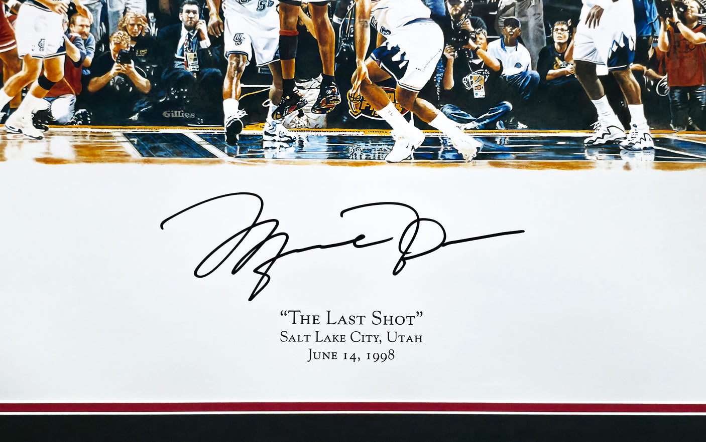 Michael Jordan Autographed Framed 24x36 'The Last Shot 6.6 Second' Photo Illustration Chicago Bulls UDA Holo #BAM131601