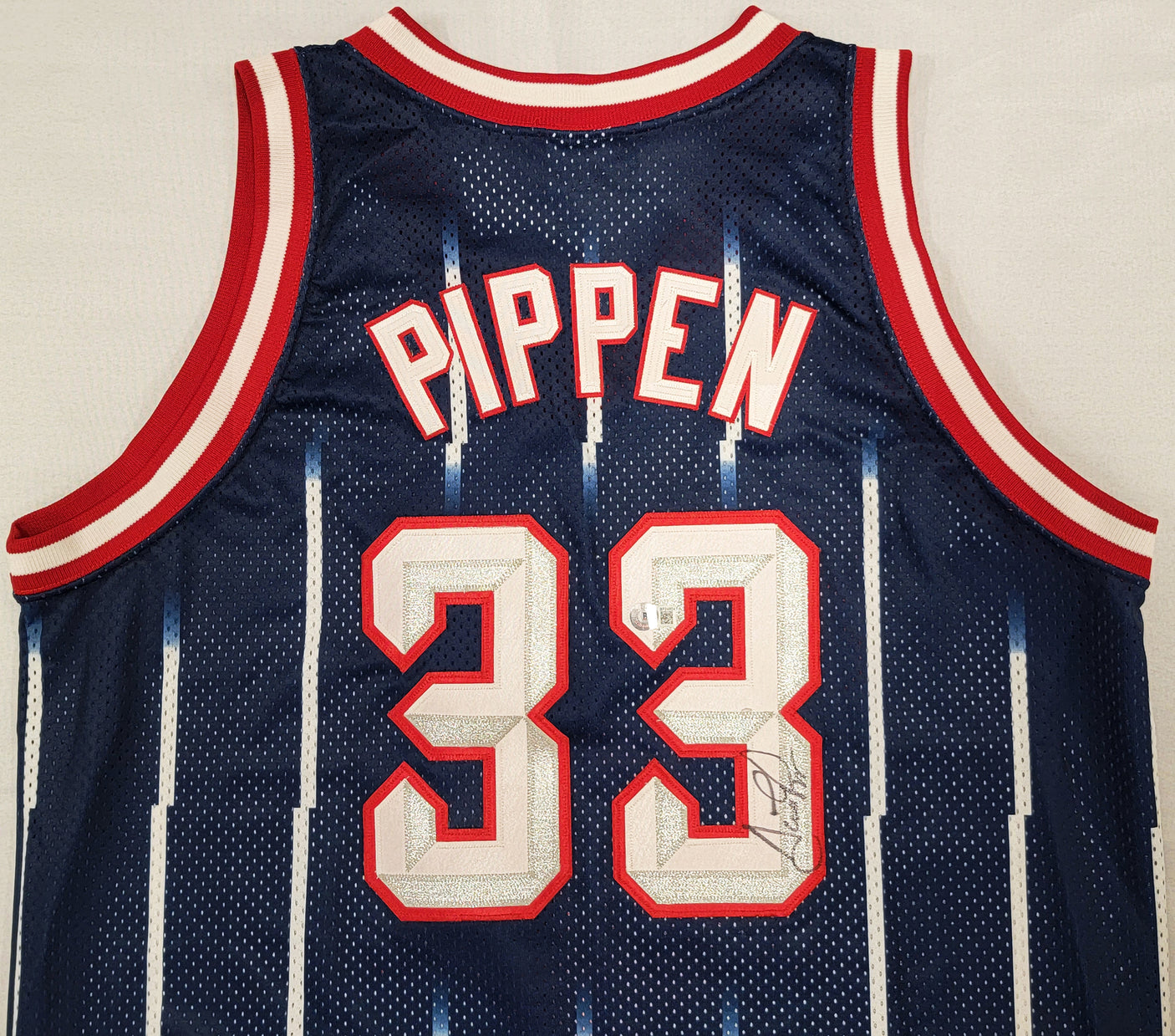 Houston Rockets Scottie Pippen Autographed Blue Authentic Starter Jersey Size 52 Beckett BAS #BF24924