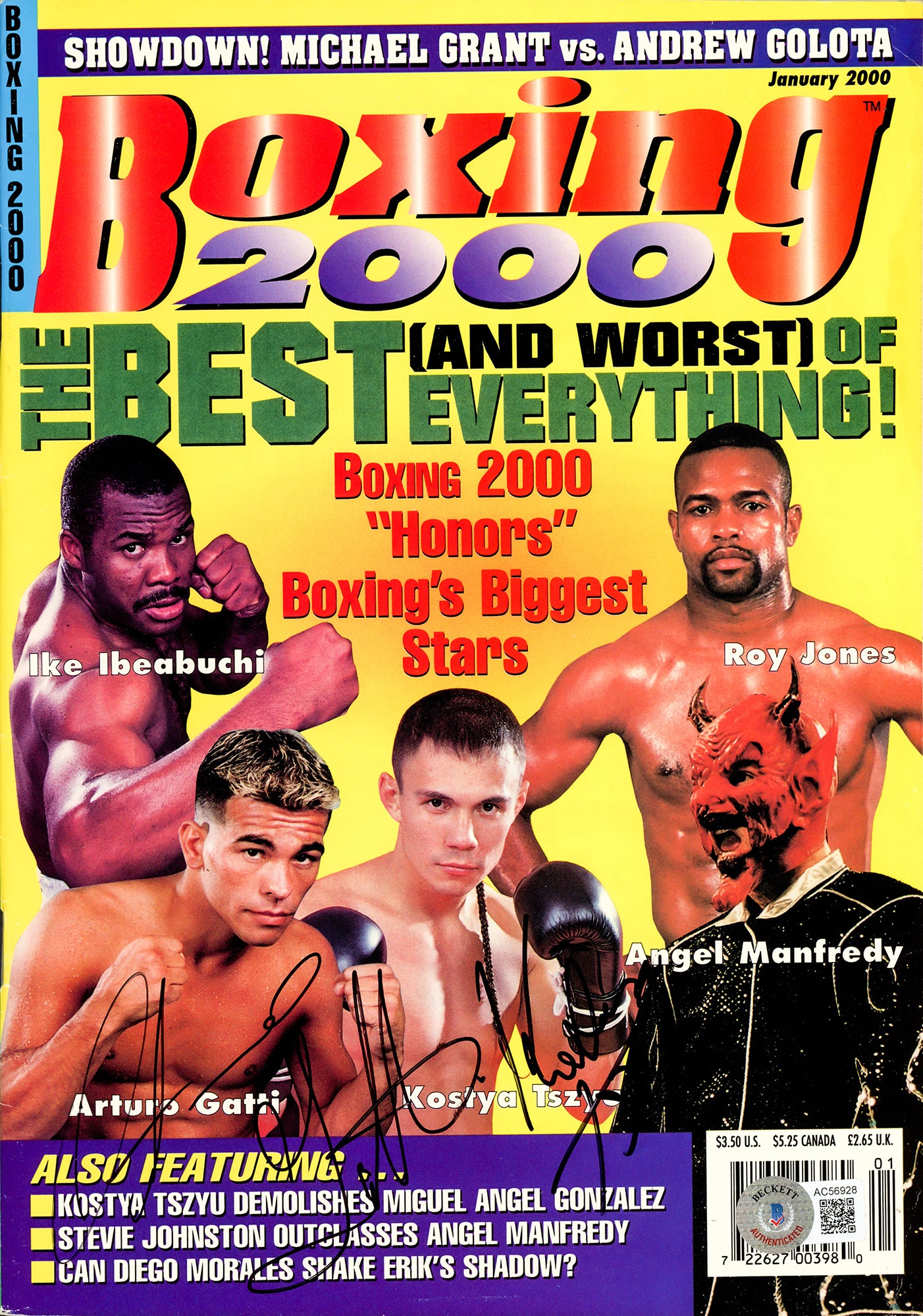 Arturo Gatti & Kostya Tszyu Autographed Boxing 2000 Magazine Beckett BAS #AC56928