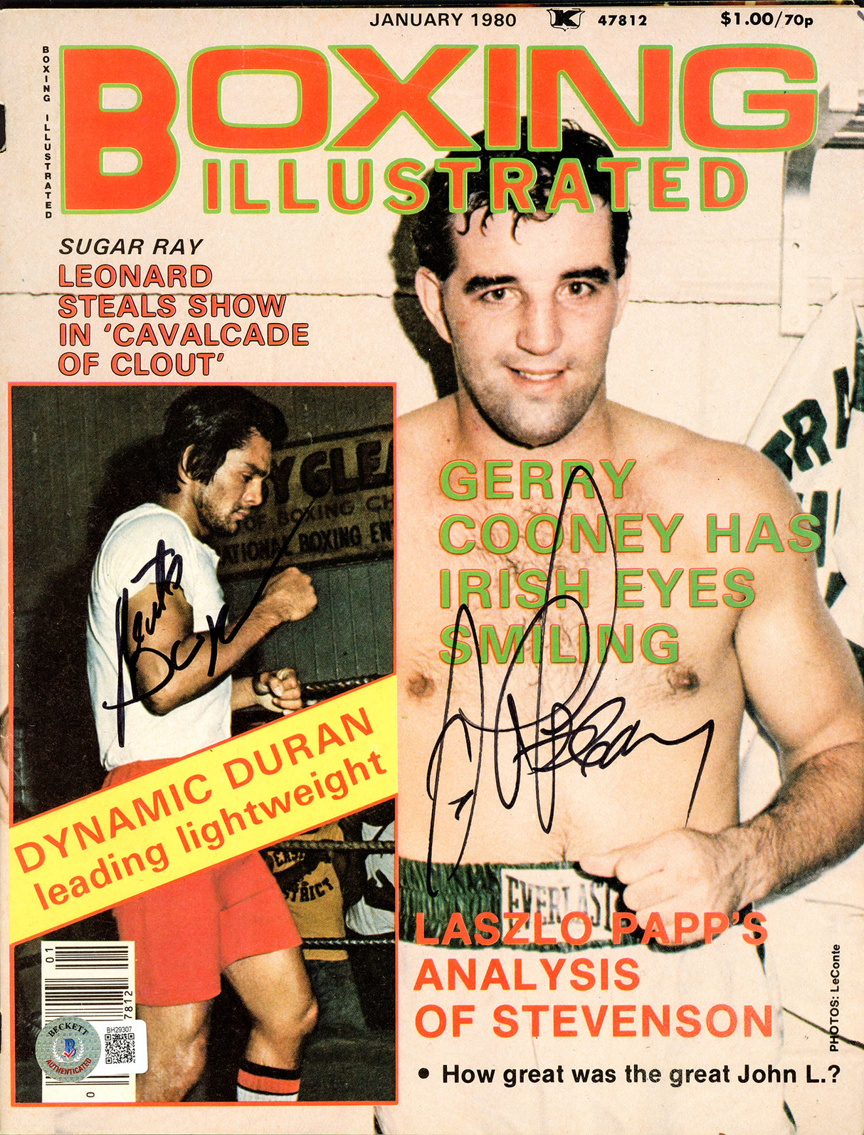 Roberto Duran & Gerry Cooney Autographed Boxing Illustrated Magazine Beckett BAS #BH29307