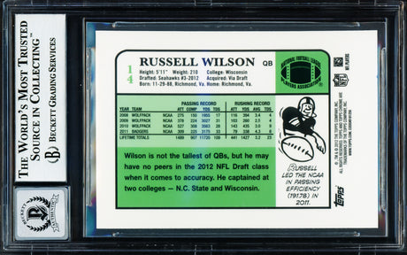 Russell Wilson Autographed 2012 Topps Chrome 1984 Rookie Card #14 Seattle Seahawks Auto Grade Gem Mint 10 Beckett BAS Stock #220157
