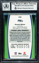 Russell Wilson Autographed 2012 Topps Finest Rookie Card #140 Seattle Seahawks Auto Grade Gem Mint 10 Beckett BAS Stock #220158