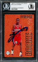 Allen Iverson Autographed 1996-97 Upper Deck Exclusives Rookie Card #R1 Philadelphia 76ers Beckett BAS Stock #220170