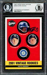 Ichiro Suzuki Autographed 2001 Upper Deck Vintage Rookie Card #346 Seattle Mariners Beckett BAS Stock #220245