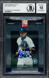Ichiro Suzuki Autographed 2002 Donruss Elite Card #3 Seattle Mariners Auto Grade Gem Mint 10 Beckett BAS Stock #220247