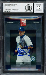 Ichiro Suzuki Autographed 2002 Donruss Elite Card #3 Seattle Mariners Auto Grade Gem Mint 10 Beckett BAS Stock #220247