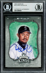 Ichiro Suzuki Autographed 2003 Donruss Diamond Kings Card #6 Seattle Mariners Beckett BAS Stock #220260