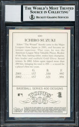 Ichiro Suzuki Autographed 2003 Topps 205 Card #100A Seattle Mariners Auto Grade Gem Mint 10 Beckett BAS Stock #220261