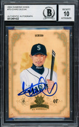 Ichiro Suzuki Autographed 2004 Donruss Diamond Kings Card #75 Seattle Mariners Auto Grade Gem Mint 10 Beckett BAS Stock #220264