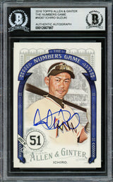 Ichiro Suzuki Autographed 2016 Topps Allen & Ginter The Numbers Game Card #NG-67 Seattle Mariners Beckett BAS Stock #220279