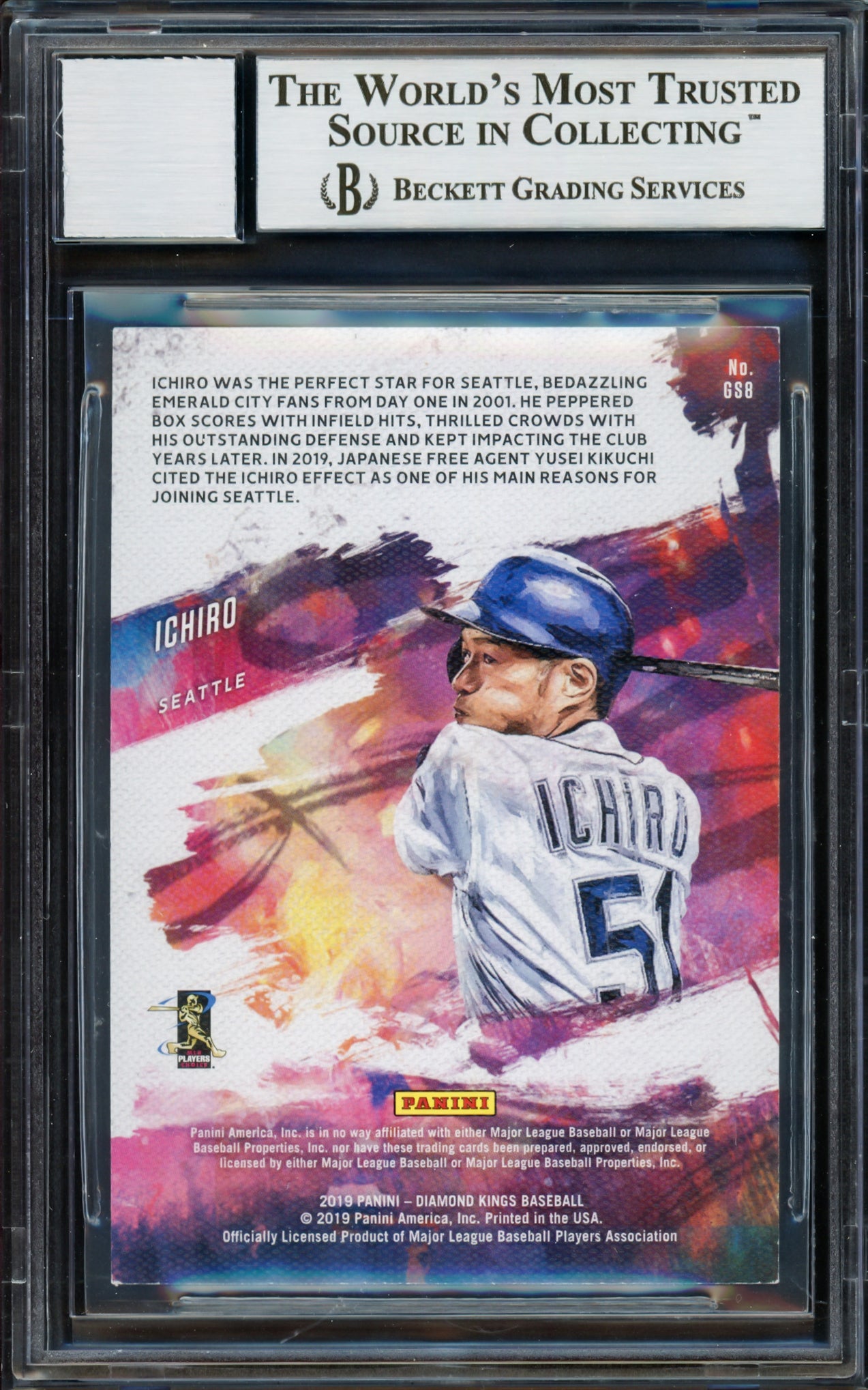 Ichiro Suzuki Autographed 2019 Panini Diamond Kings Gallery of Stars Card #GS8 Seattle Mariners Auto Grade Gem Mint 10 Beckett BAS Stock #220287