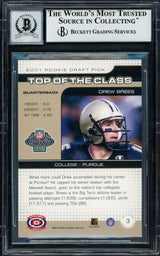 Drew Brees Autographed 2001 Pacific Dynagon Rookie Card #3 New Orleans Saints Auto Grade Gem Mint 10 Beckett BAS Stock #220324