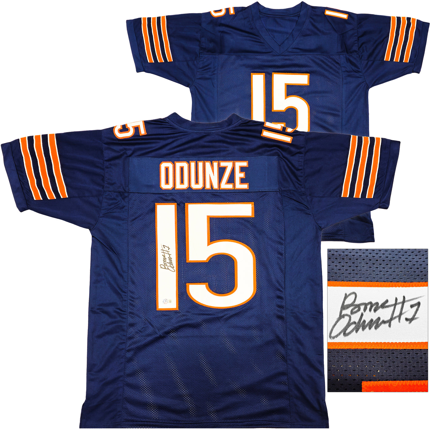 Chicago Bears Rome Odunze Autographed Blue Jersey Beckett BAS Witness Stock #233882