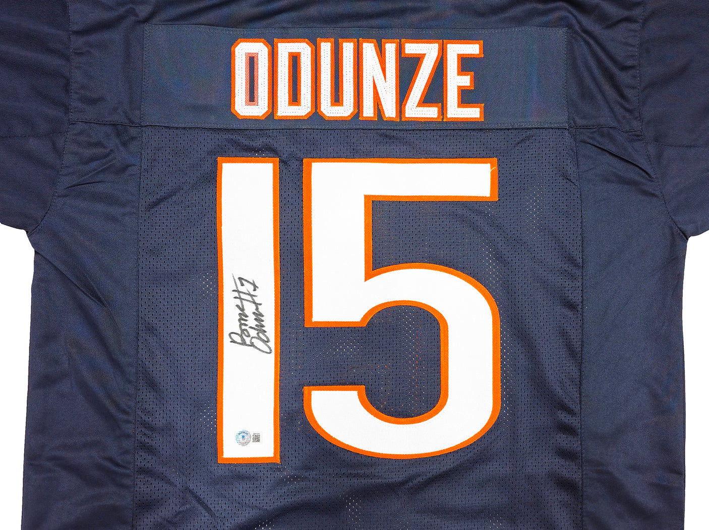 Chicago Bears Rome Odunze Autographed Blue Jersey Beckett BAS Witness Stock #233882