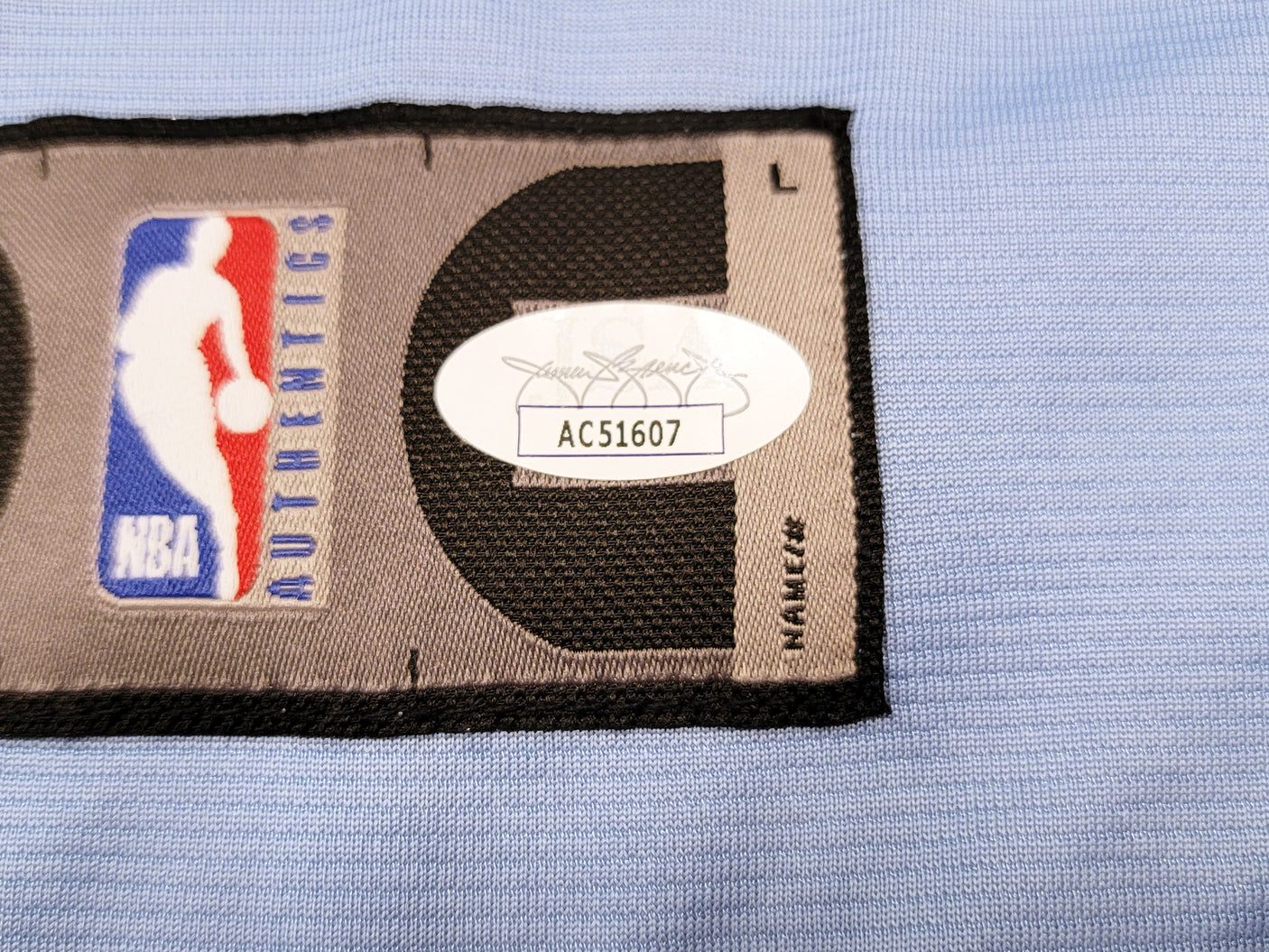 Memphis Grizzlies Ja Morant Autographed Light Blue Fanatics Jersey Size L JSA Stock #207958