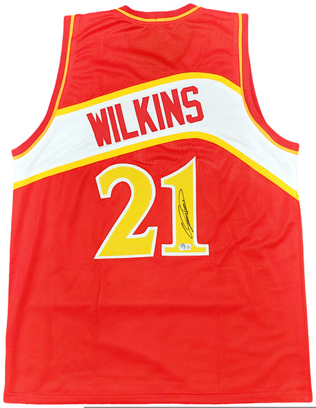 Atlanta Hawks Dominique Wilkins Autographed Red Jersey Beckett BAS Witness Stock #207966