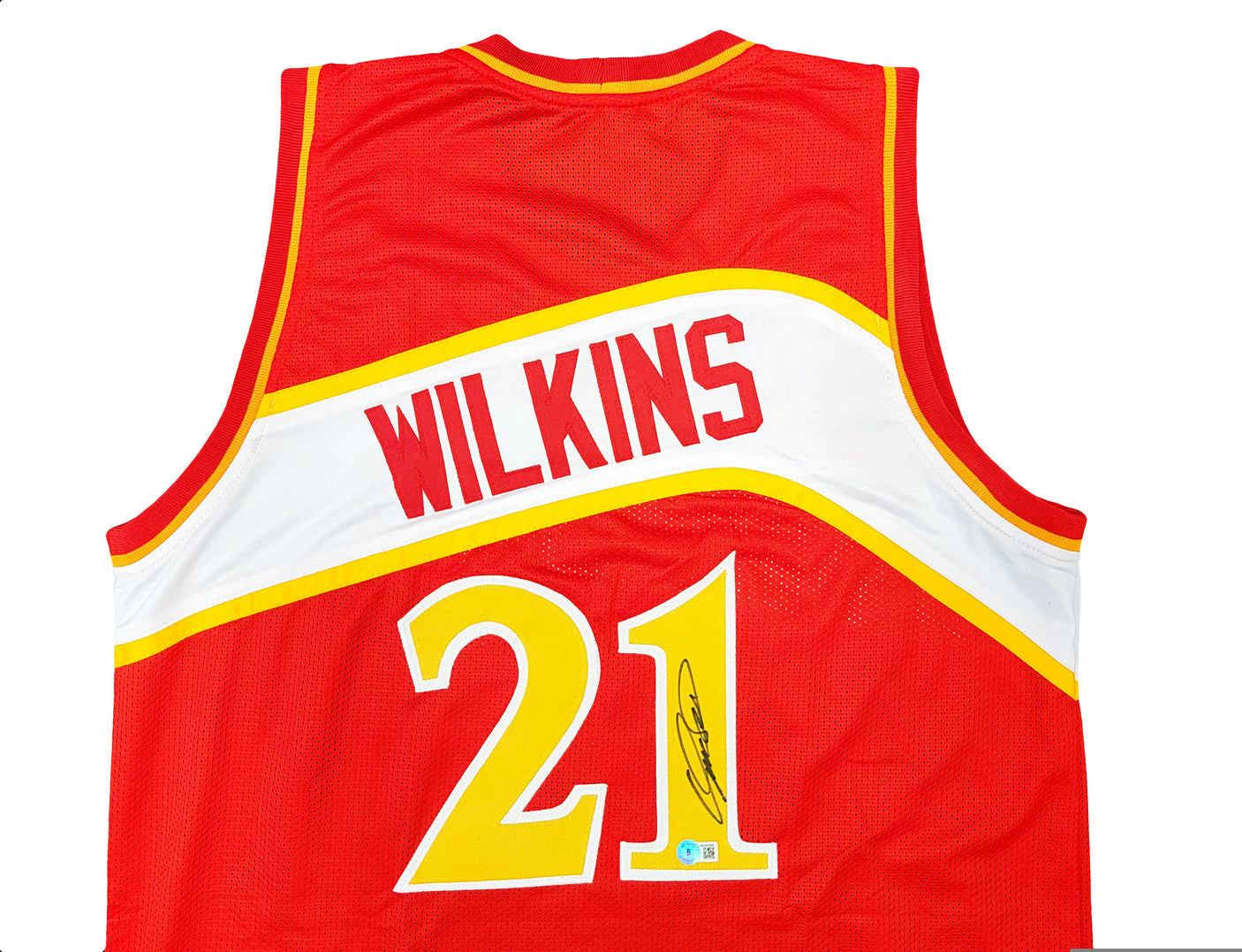Atlanta Hawks Dominique Wilkins Autographed Red Jersey Beckett BAS Witness Stock #207966