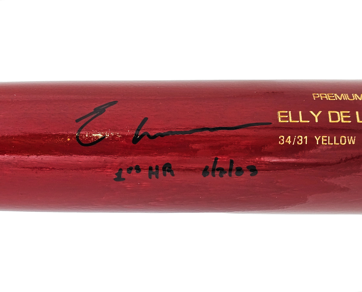 Elly De La Cruz Autographed Red B45 Player Model Bat Cincinnati Reds "1st MLB HR 6/7/23" Beckett BAS Witness Stock #220219