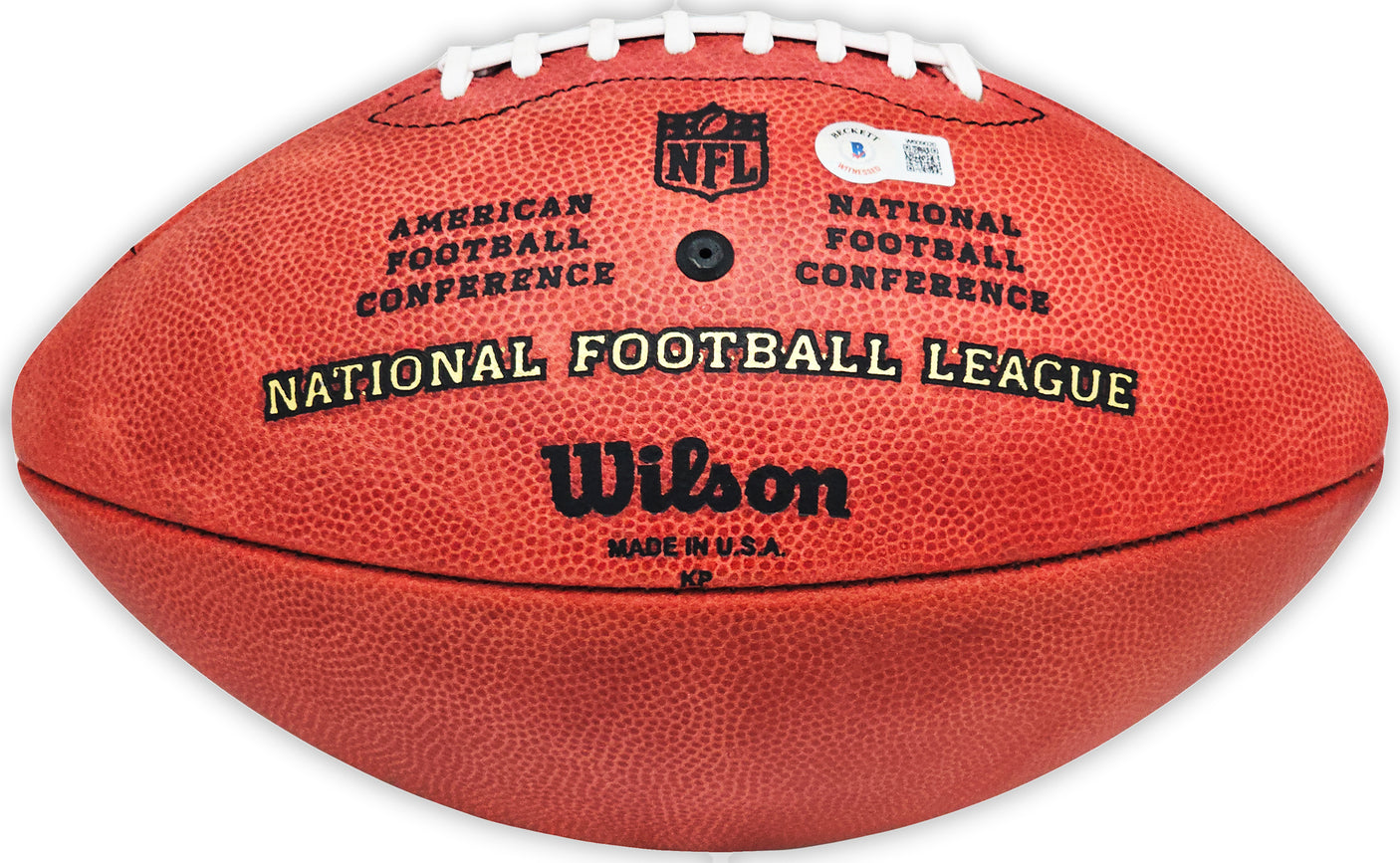 John Elway Autographed Official Leather Gold Shield Football Denver Broncos Beckett BAS Witness Stock #220365