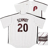 Philadelphia Phillies Mike Schmidt Autographed White & Red Nike Cooperstown Collection Jersey Size XXL Beckett BAS QR Stock #219043