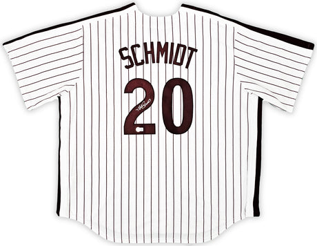 Philadelphia Phillies Mike Schmidt Autographed White & Red Nike Cooperstown Collection Jersey Size XXL Beckett BAS QR Stock #219043