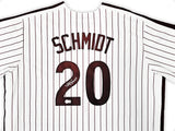 Philadelphia Phillies Mike Schmidt Autographed White & Red Nike Cooperstown Collection Jersey Size XXL Beckett BAS QR Stock #219043