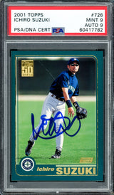 Ichiro Suzuki Autographed 2001 Topps Rookie Card #726 Seattle Mariners PSA 9 Auto Grade Mint 9 PSA/DNA #60417782