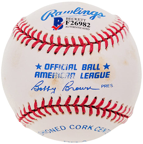 Tommy Tom Henrich Autographed Official AL Baseball New York Yankees "Old Reliable" Beckett BAS #F26982
