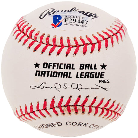 Billy Loes Autographed Official NL Baseball Brooklyn Dodgers Beckett BAS #F29447