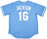 Kansas City Royals Bo Jackson Autographed Light Blue Nike Jersey Size XL Beckett BAS Witness Stock #218045